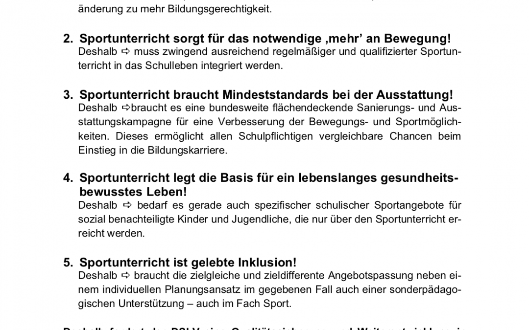 Kieler „Thesen“ zum Sportunterricht